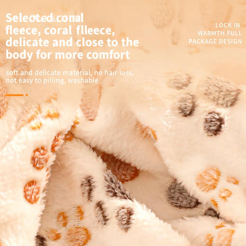High Quality Soft Fluffy Pet Blanket Cute Dog Cat Paw Print Coral Fleece Blankets Pet Mat Warm and Comfortable Thermal Pad
