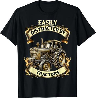 Cool Easily Distracted by Tractors Fun Farmer & Farming Gift Unisex T-Shirt