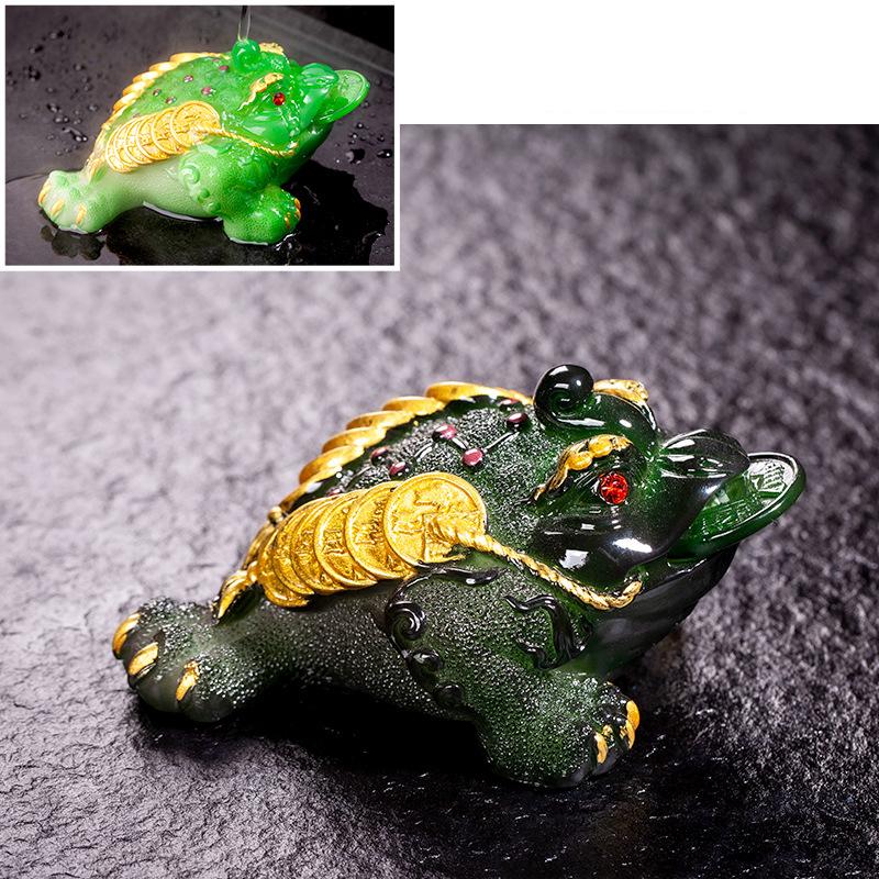 Retro Golden Toad Statue Resin Color Changing Tea Pet Lucky Tea Figurine Ornaments Can Raise Tea Set Decoration Accessories Gift