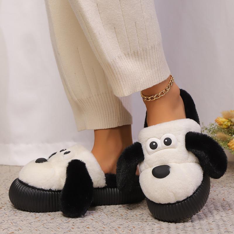 Fashion Women's Winter Home Cotton Slippers Non-Slip Thick Soled New Cute Plush Warm Indoor Slippers Plush Cotton Shoes