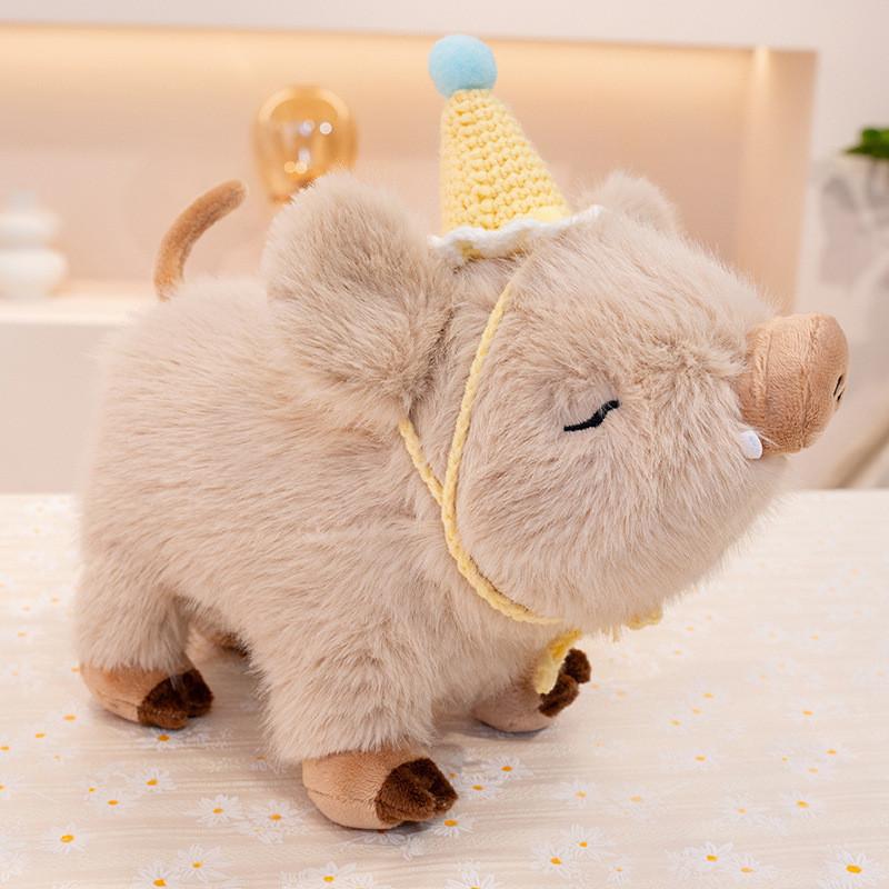 Boar Wild Short Plush Pig Plush Animal Birthday Hat Gift Ornaments Filled