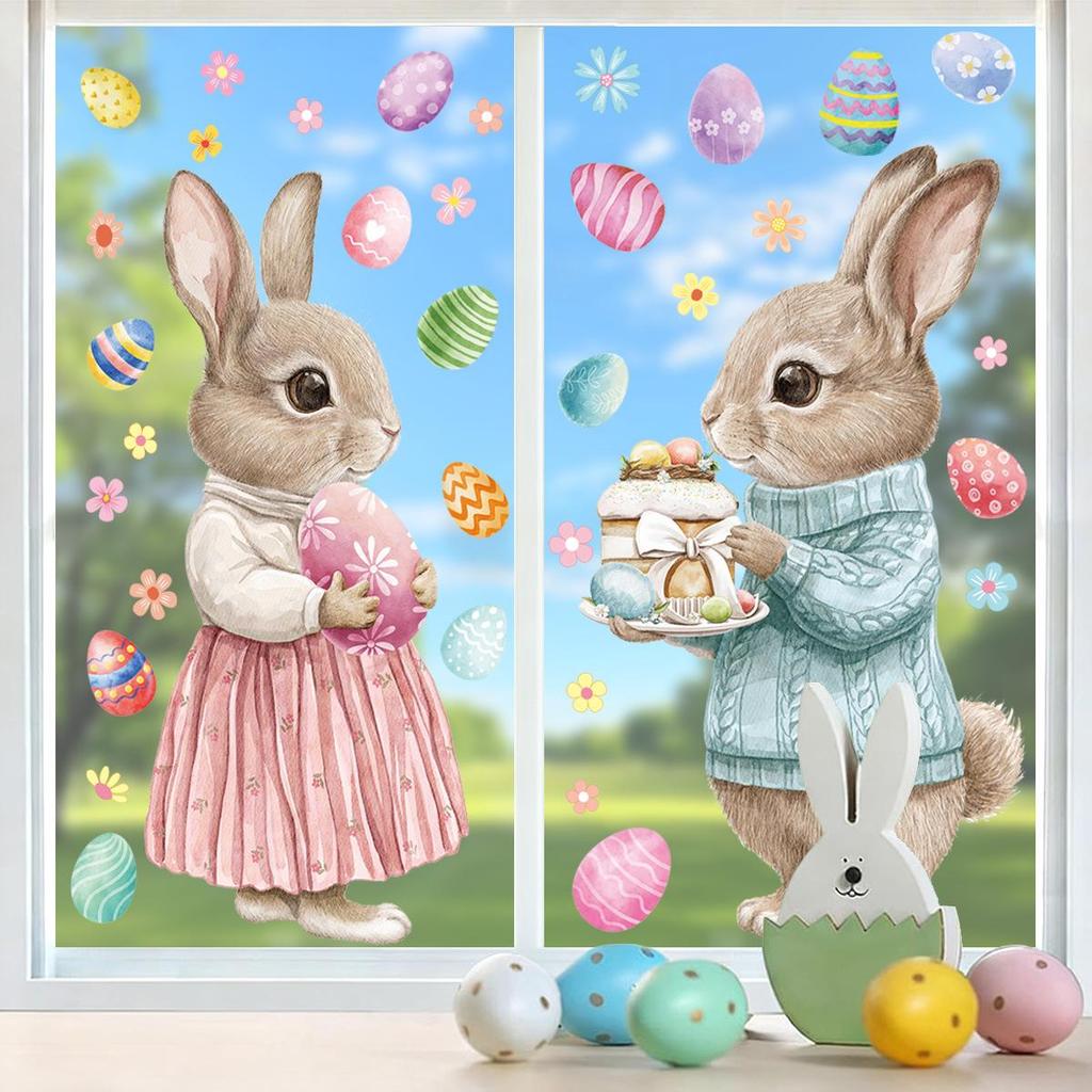 2026 Trending Easter Bunny Electrostatic Window Sticker
