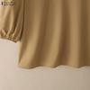 ZANZEA Women Casual V-Neck 3/4 Sleeve Loose Blouse
