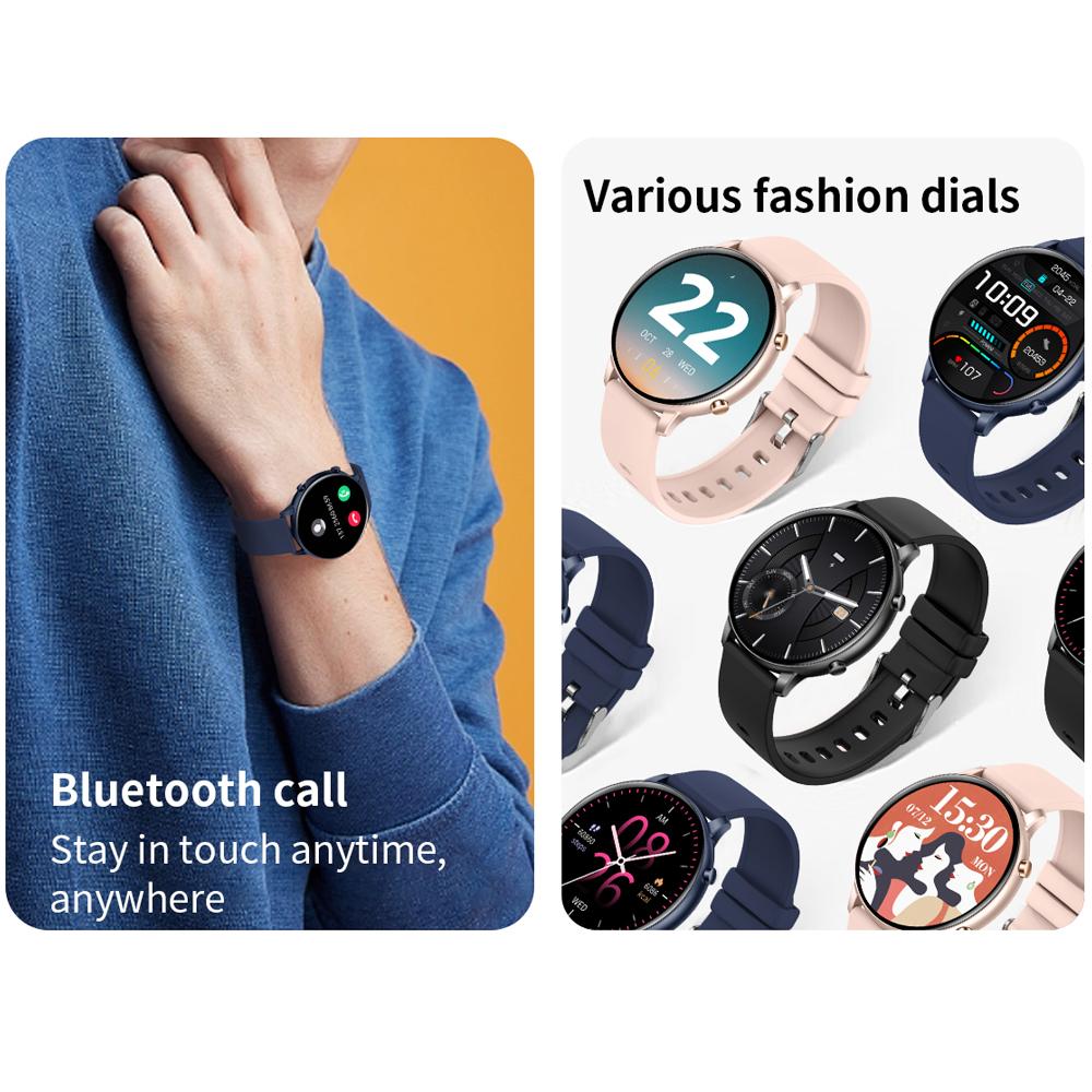 Fashion Smart Watches Women Sports Fitness Tracker Custom Dial Waterproof Blue Tooth Call Smartwatch Men Heaith Music Weather