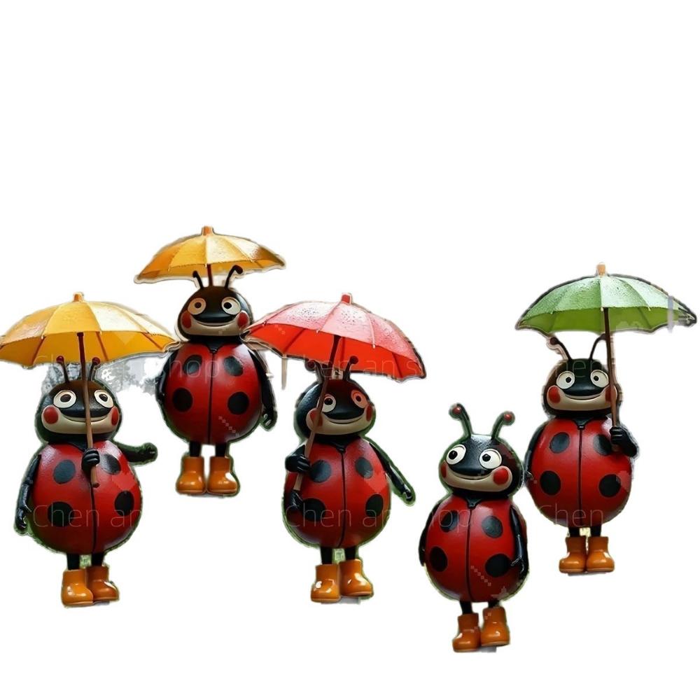Lieblicher Marienkäfer-Regenschirm, flaches 2D-Acryl, Dekoration, geeignet für Garten, Blumentopf, Rasen, Party, Weihnachten, Halloween