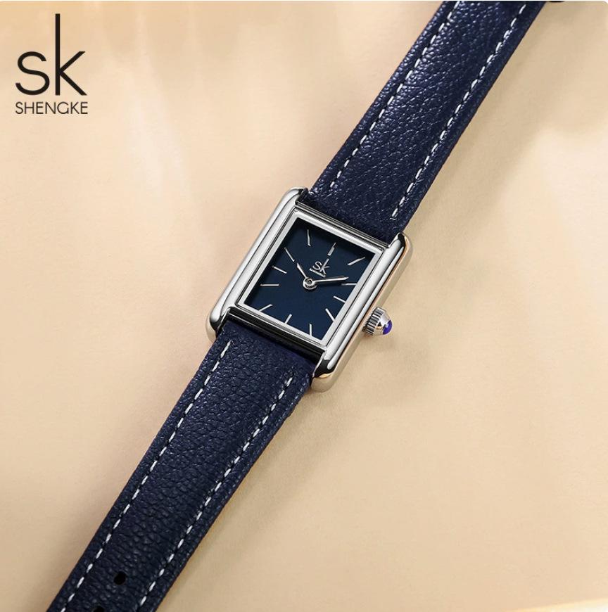 Women's Square Quartz Watch with Genuine Leather Strap – Simple, Fashionable & High-End Feel