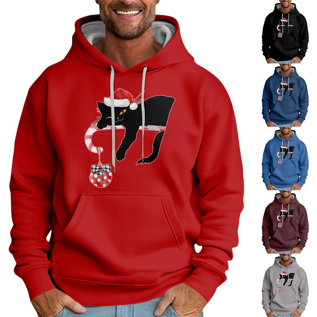 Løs herrehettegenser med juleprint