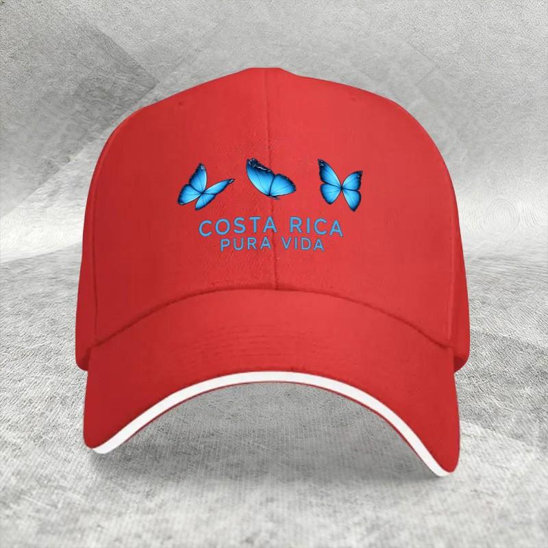 Costa Rica Pura Vida Blue Butterfly Baseball Cap Casual Adult Cotton Adjustable Travel Hat One Size