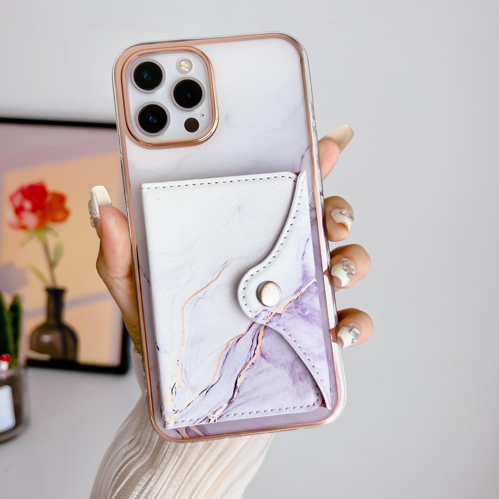 Luxus Vergoldung Marmor Malerei Brieftasche Kartenhalter Stoßstange Handyhülle Kickstand für iPhone 15 Pro Max Samsung Xiaomi Honor Oppo Moto IMD Rückseite