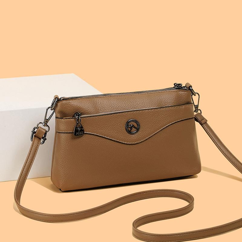 Elegant Crossbody Bag with Textured Finish and Dual Zip Pockets