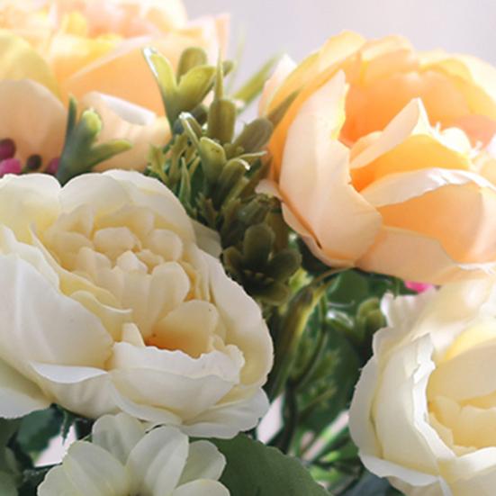 Simulierte Pfingstrose Realistischer Künstlicher Strauß mit Grünen Blättern Zweigen