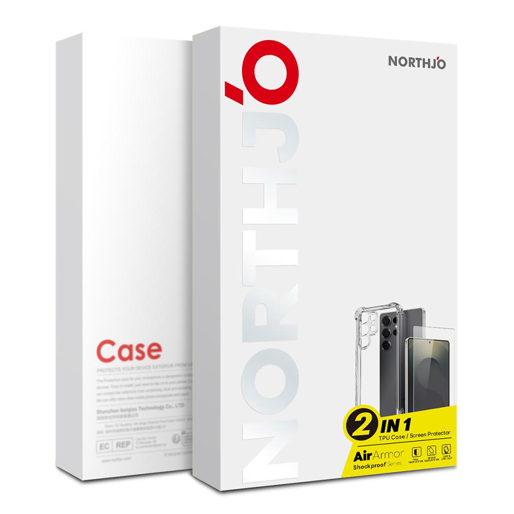 NORTHJO For Samsung Galaxy S24 FE Case Four Corner Shockproof TPU Clear Phone Cover with Tempered Glass