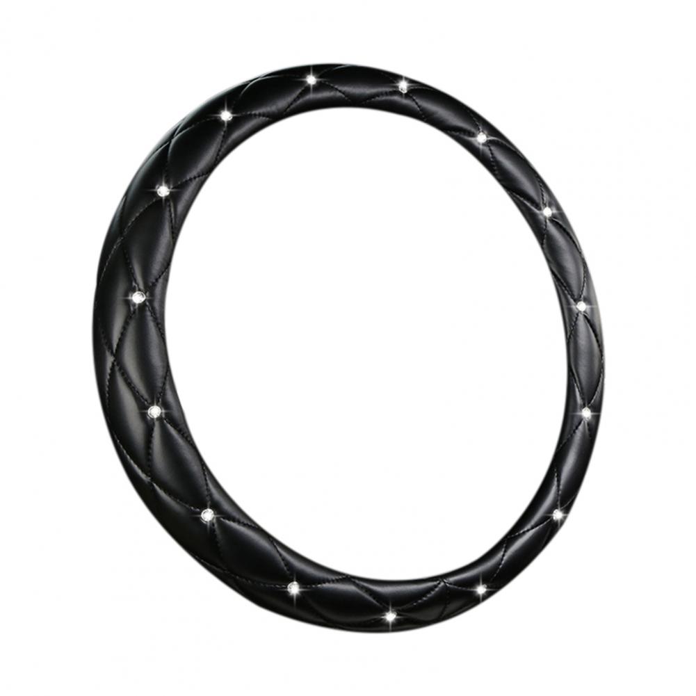 

Мягкая кожаная вышитая стерео инкрустированная бриллиантами оплетка на руль автомобиля Автоаксессуары чёрный