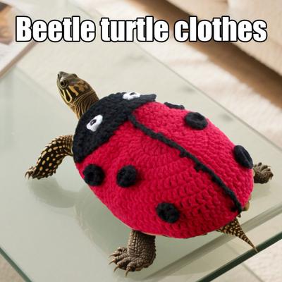 Knitted Turtle Outfit Warm Ladybug Sweater Tortoise Dress-up Costume with Adjustable Strap for Pet Turtle Halloween Party Cosplay Photo Shoot Prop