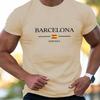 Summer Men's 100% Pure Cotton Casual Loose Plus Size Fashionable Barcelona Letter Printed Round Neck Short Sleeved T-shirt Top