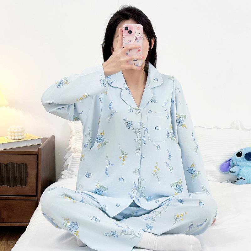 A-Type Cotton Nursing Pajamas: Loose-Fit Postpartum & Maternity Set for Spring/Summer.