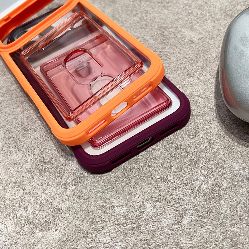 Luxury Slot Card Holder Wallet Clear Case For iPhone 17 Air 16 15 14 13 12 11 Pro Max Fold Lens Stand Holder Shockproof Cover