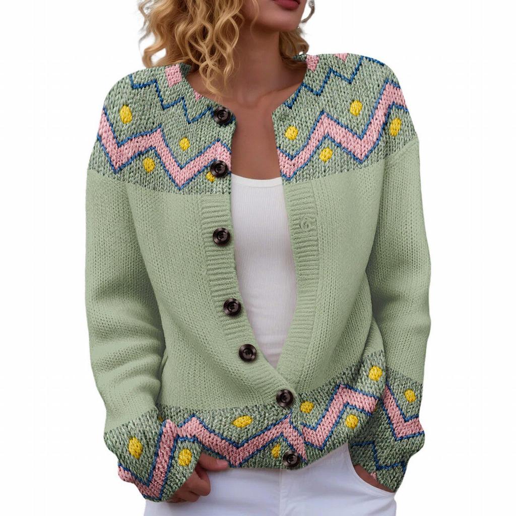 Round Neck 3D Print Cardigan Sweater TX-YK01