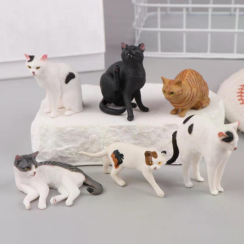 Cute Desktop Decoration Mini Pet Cat Model Ornament Solid Simulation Animal Model Lying Orange Cat Figurine