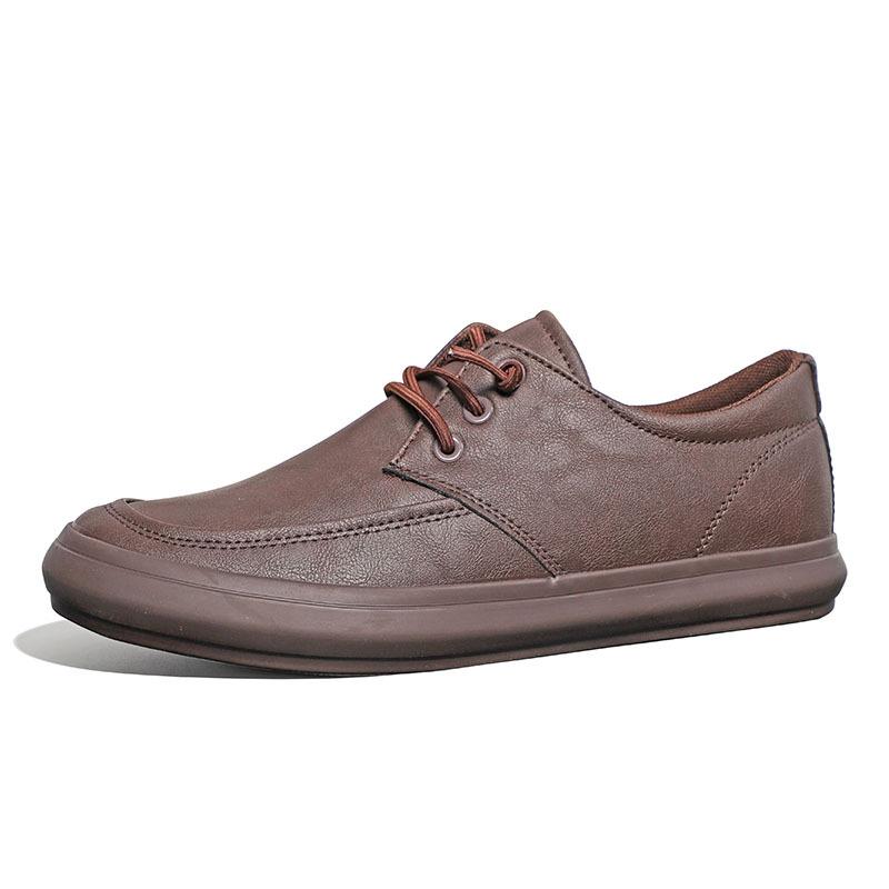 Men s Low-cut Small Leather Shoes Casual Classic Joker Waterproof Lightweight Men s Shoe 38 кофейный