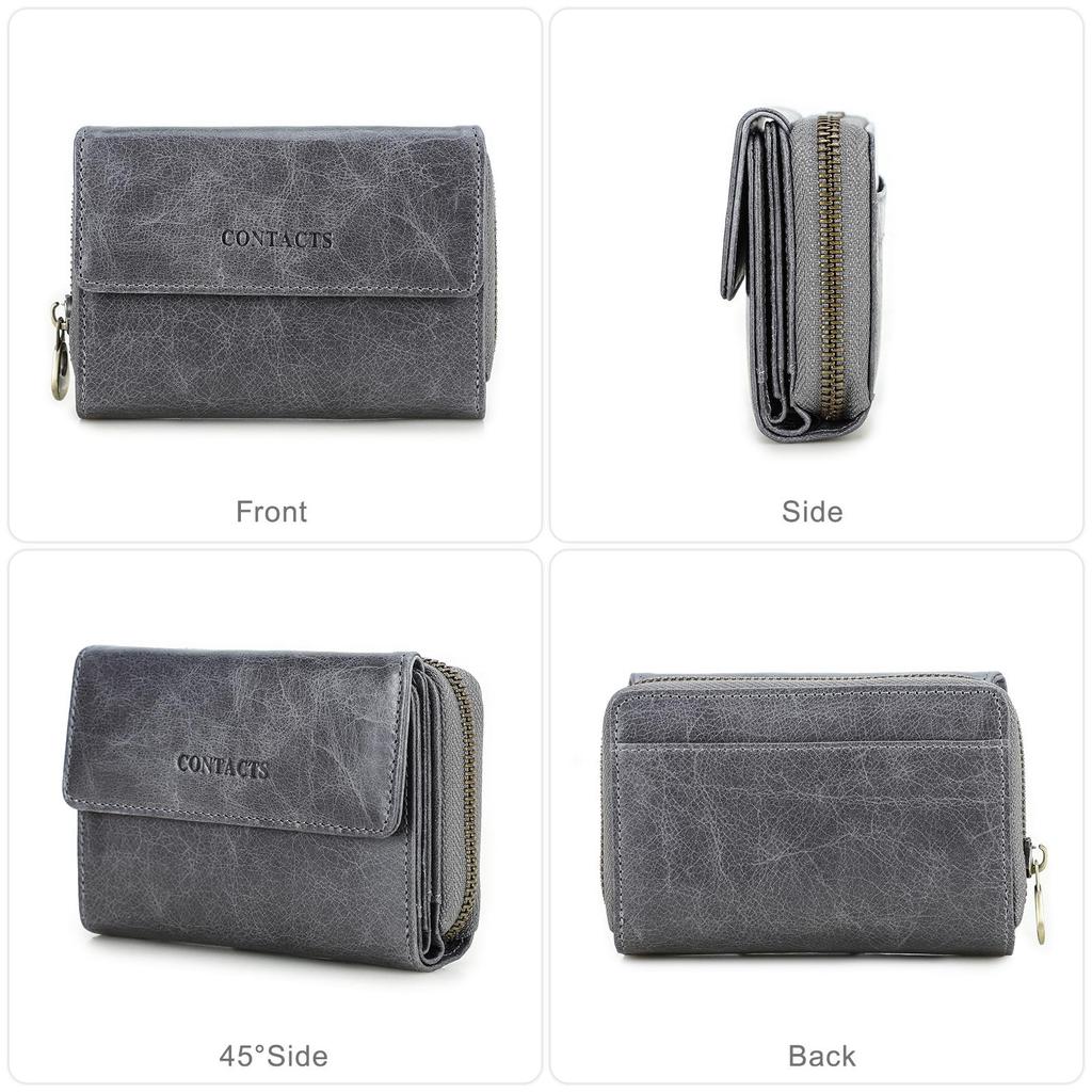 CONTACT'S Genuine Leather Women Wallets Short Bifold Wallet With Coin Purse Card Holder Small Money Bag
