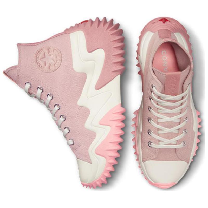Converse Run Star Motion Wszechstronne Modne Odporne na Ścieranie Wysokie Buty Płócienne Unisex Różowo-Białe