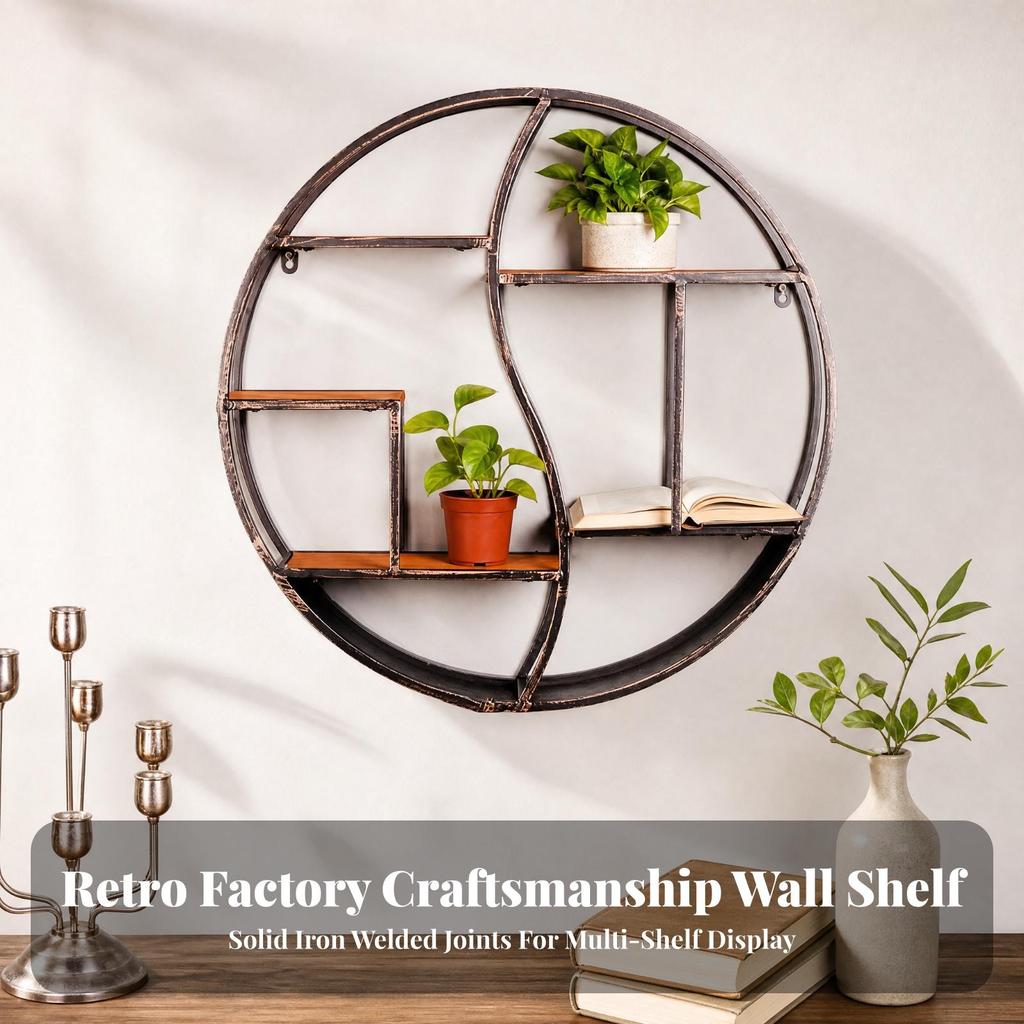 Circular Wall Shelf Decorative Round Sturdy for Office