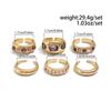 Salircon Exquisite 6Pcs/set Inlaid Purple zircon Adjustable Opening Ring Women Smooth Gold Color Ring Female Daily Jewelry Gift