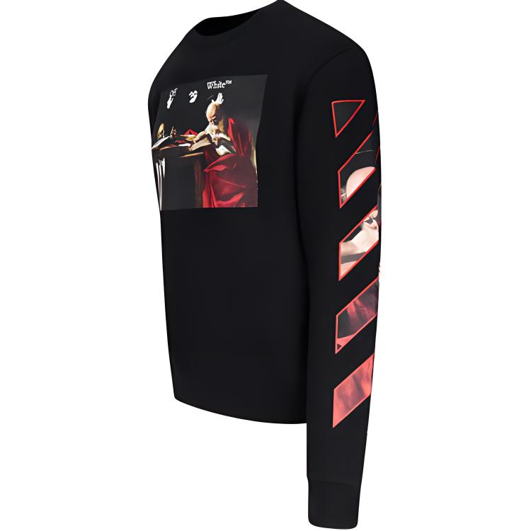 Off-White SS21 Sweatshirts Unisex Black Crew Neck Moderate Regular OMBA025R21FLE0051025