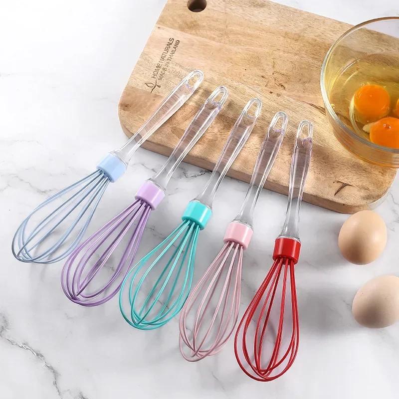 Silicone Manual Egg Beater Wooden Handle Egg Whisk Manual Egg Mixing Stirrer Kitchen Egg Tools Cream Blending Baking Gadgets