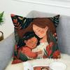 Love Mother Kids Flower Art Pillow Case For Car Sofa Decorative Home Double-sided Print Plush Square Throw Pillow Cushion Cover