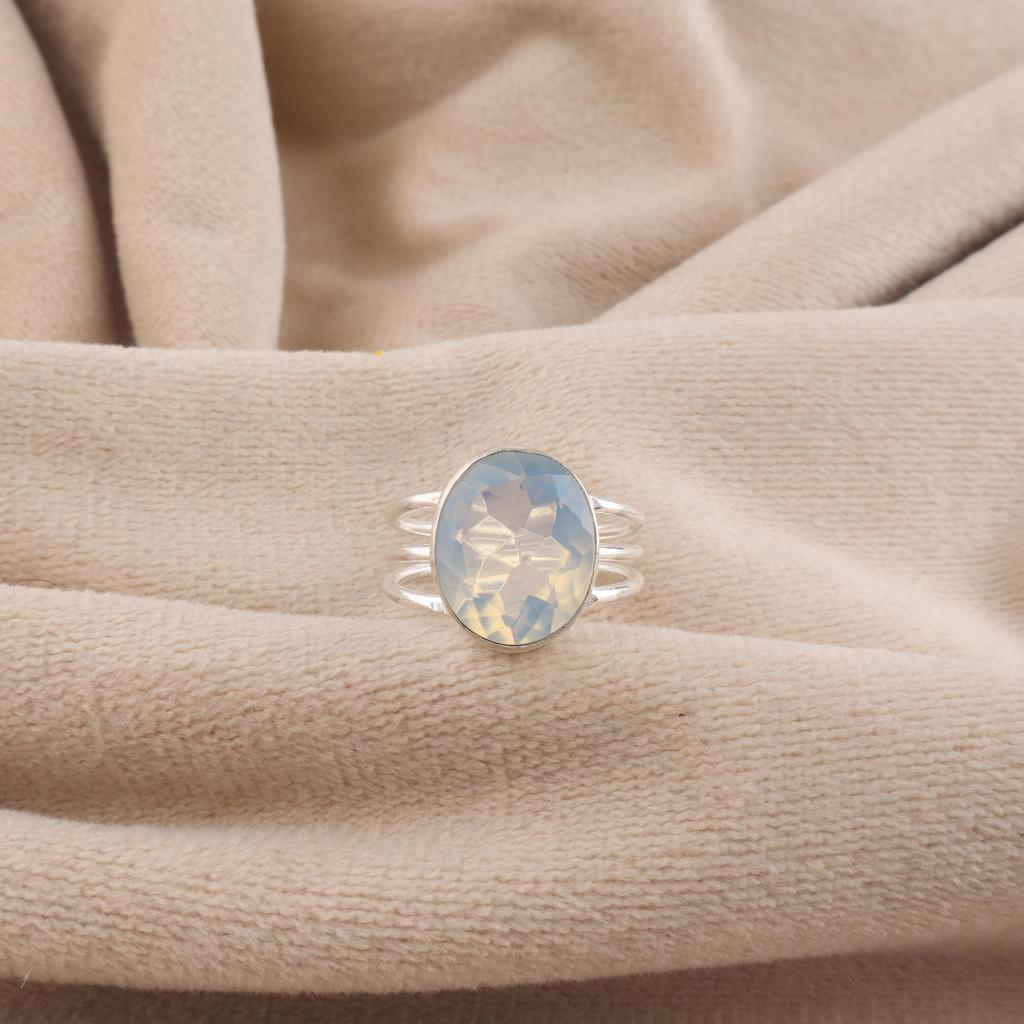 Milky Opal Gemstone 925 Sterling Silver Handmade Women Jewelry Ring For Anniversary Gift RR-73-20