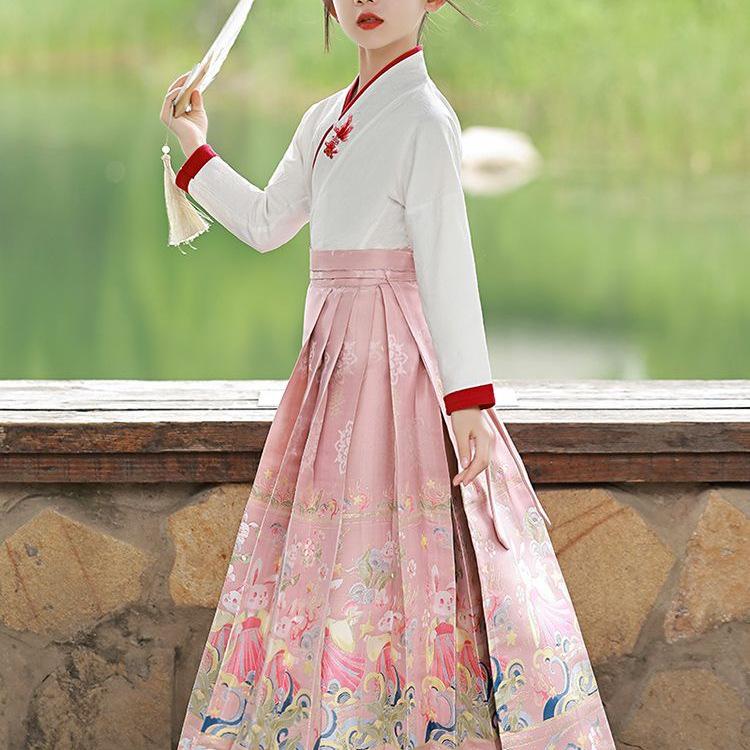 Girls' Chinese-Inspired Summer Hanfu Set – Ming & Tang Dynasty Style