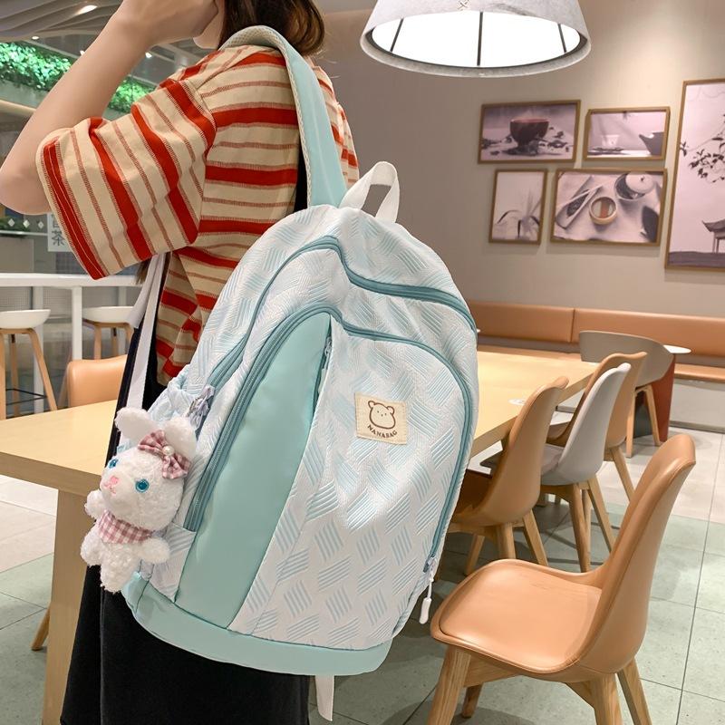 School bag girls college students new Japanese backpack high school junior high school students splicing large capacity simple backpack