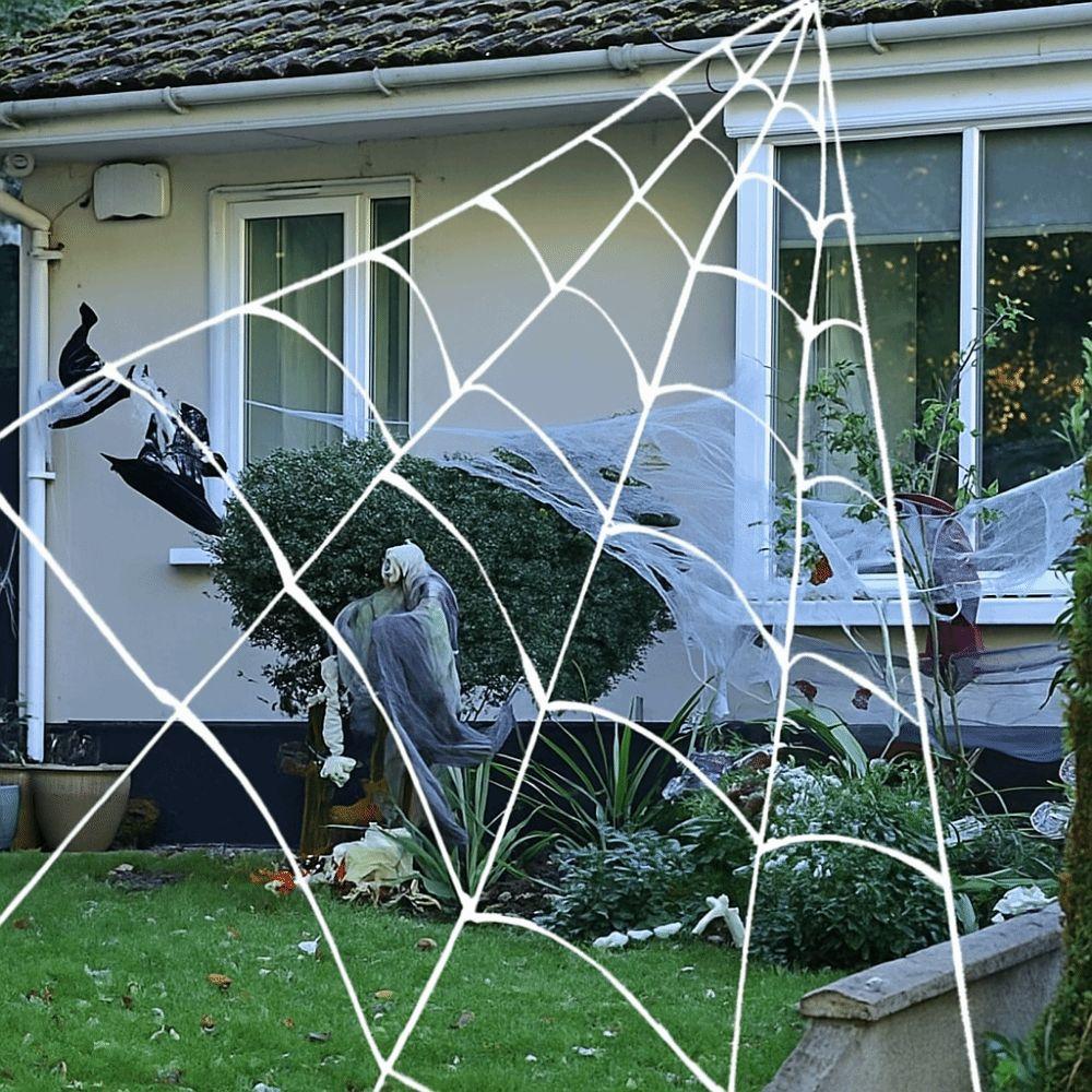 5M/7M Halloween Spider Web Extra Large Giant Spider Web Scary Halloween Triangle Spider Web Indoor