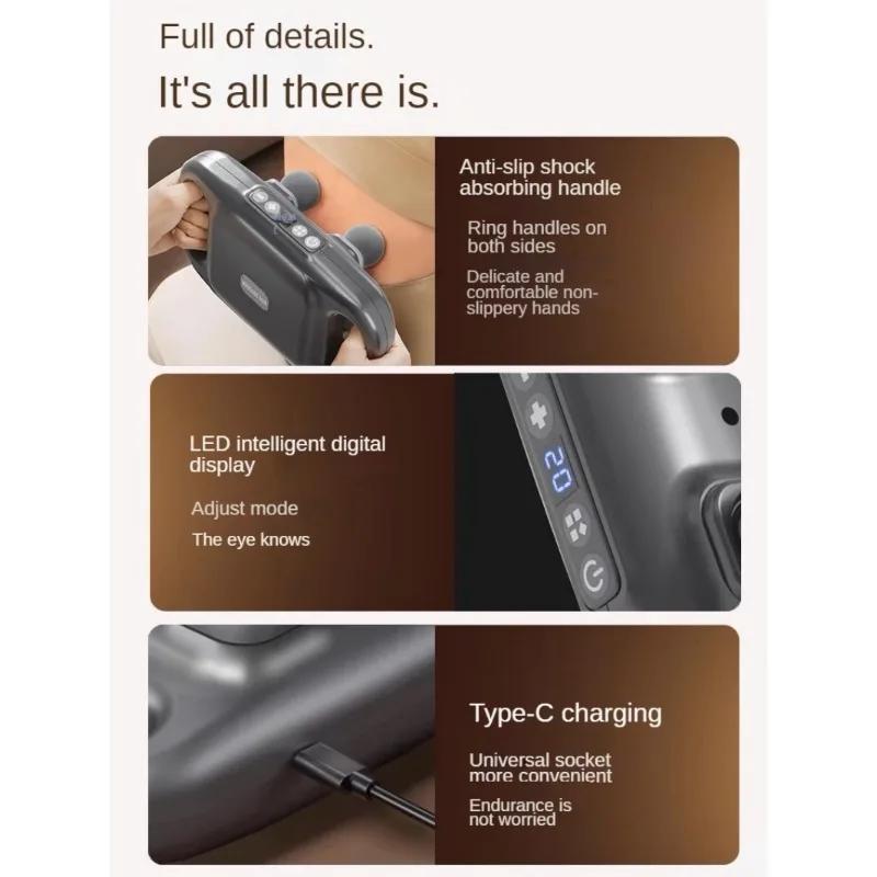 Four-head Fascia Gun Muscle Relaxation Massage Professional Grade Wireless Waist Back Deep High Frequency Vibration Masajeador