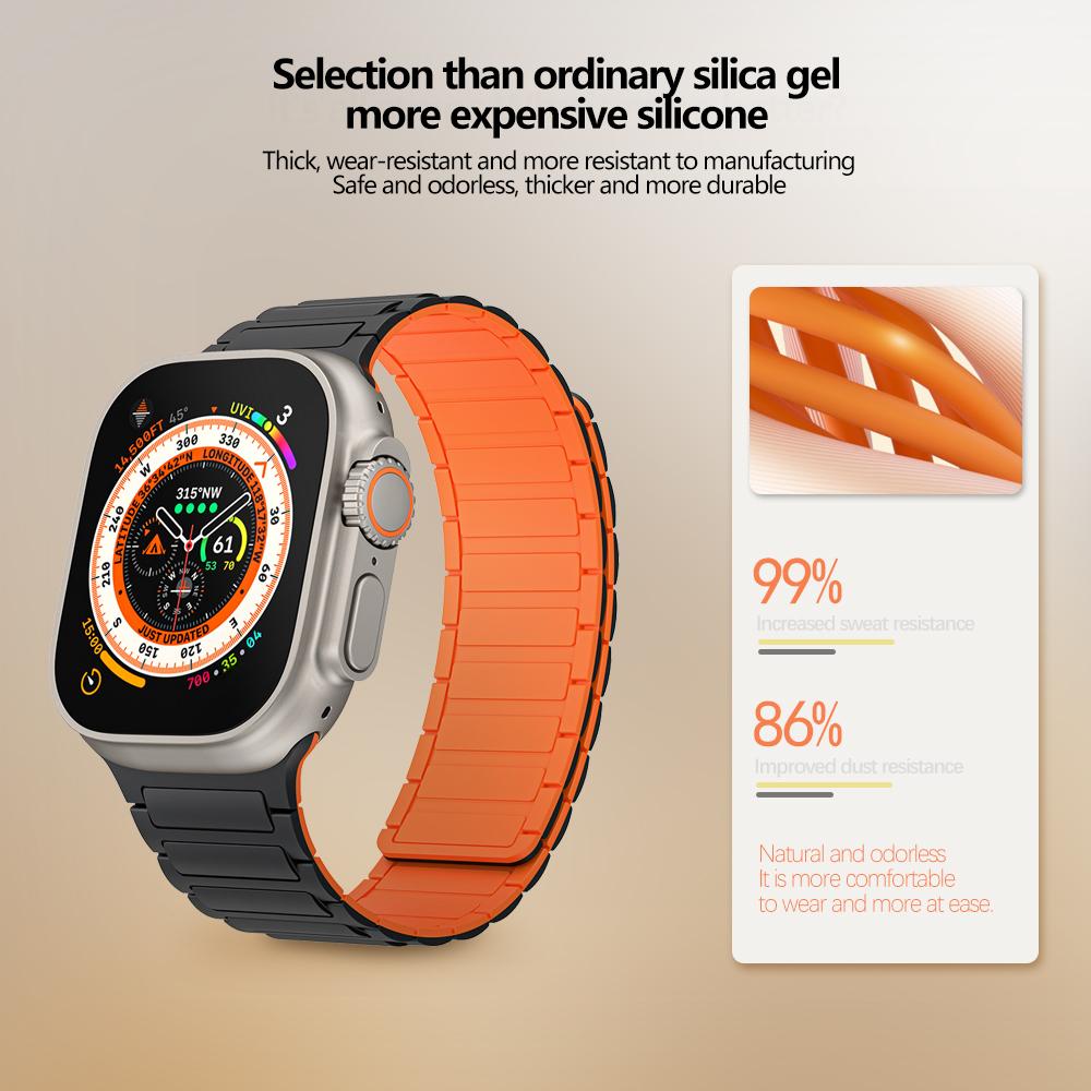 Strap for Apple Watch 10 Band 44mm 40mm 49mm 45mm 41mm 46mm Magnetic Silicone Loop Bracelet iWatch Series 11 9 8 7 6 Se Ultra2 3