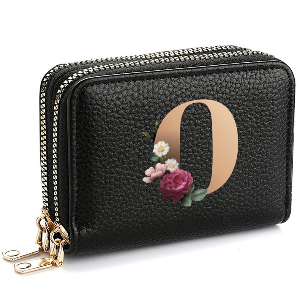 Portafoglio Portatessere da Donna, alla Moda, con Doppia Cerniera, Stampa di Lettere, Multi-Scomparto per Carte di Credito e Monete da Donna