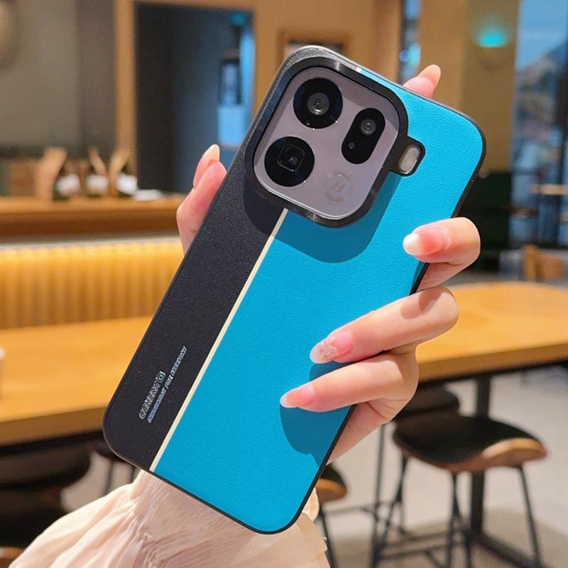 

For OPPO Find X9 X9 Pro electroplated leather fluorescent color-block anti-fingerprint anti-drop phone case For Find X9 Pro