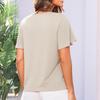 Women's Fashionable Casual Ice Silk Pleated Lace Round Neck Short Sleeve