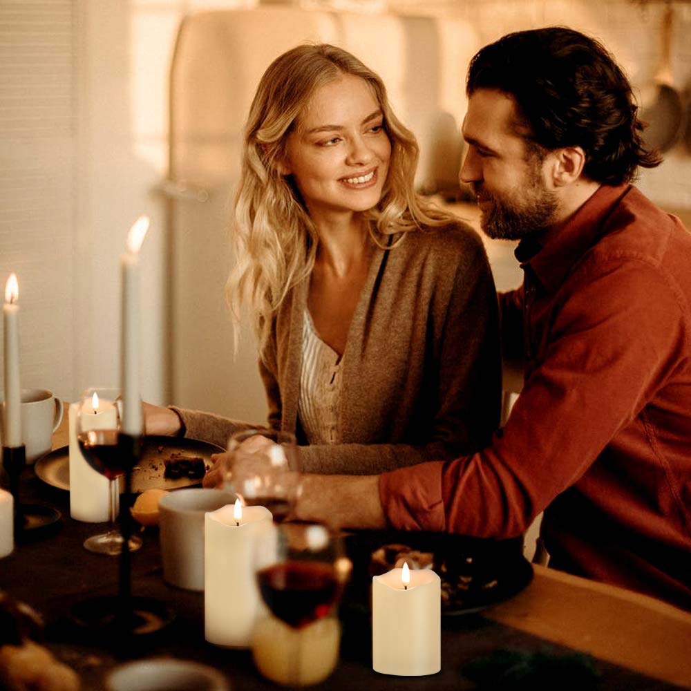 3PCS Wedding Decor Candles Lights LED Flickering Flameless Candles Concert Atmosphere Candle for Party Halloween Festive Decor