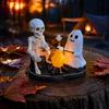 Spooky Home Ornament Skeleton And Ghost Bonfire Night Lamp, Halloween Campfire Flickering Table Horror Fan Collectible Cute Roasting Marshmallow
