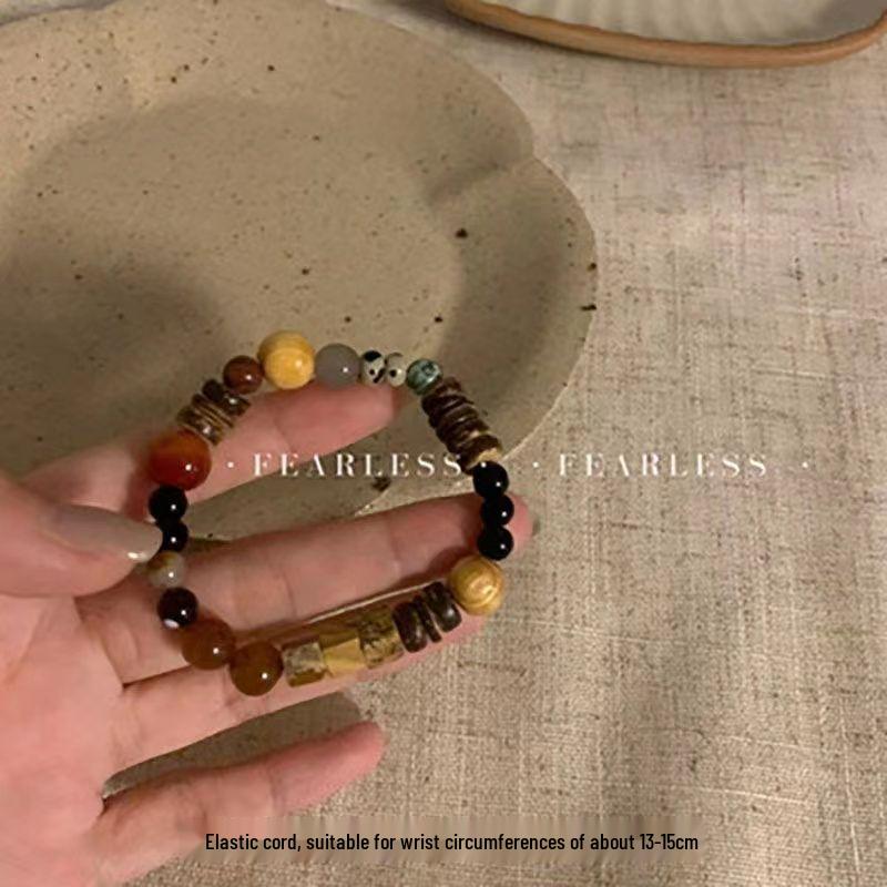 Handmade High-End Retro Tibetan Bead Bracelet with Natural Stone, Chinese Ethnic Style.