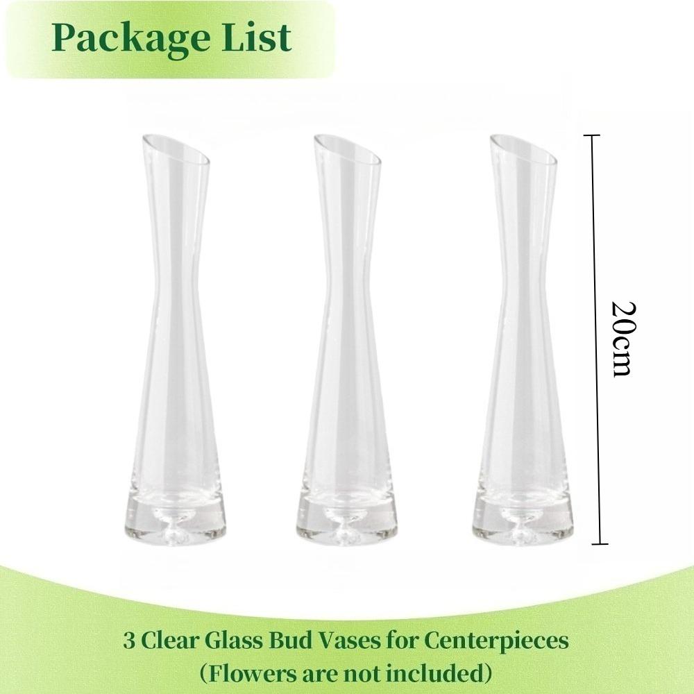 3PCS Transparent Glass Flower Vase Wedding Decoration Simple Vase Hydroponics Plant Flower VaseTable European Style Home Decor