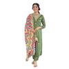 Naixa Women' Pista Viscose Embroidered Straight Kurta With Viscose Pant And Silk Blend Printed Dupatta Sets (Nx467Pis