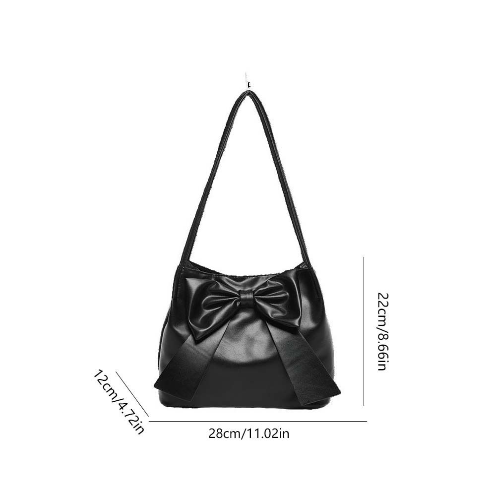 Korean Style PU Bow Shoulder Bag Solid Color Fashion Underarm Bag Elegant INS Tote Bag  Children