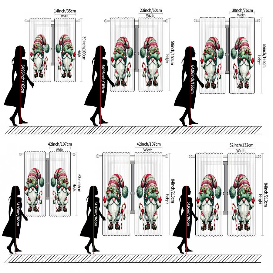 2pcs- Santa Claus Printed Curtains   Pole Bag Curtains   Christmas Decorations   Home Decorations   Room Decorations