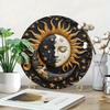 Round Metal Poster Sun Moon Waterproof Tin Sign for Wall Rustic Bar Cafe Home Decor Metal Plate with Holes
