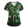 Plus SizePrinted Scrub Working Uniform Tops For Women's Cross V-Neck Print Short Sleeve Fun T-Shirts Workwear Tee With Pockets