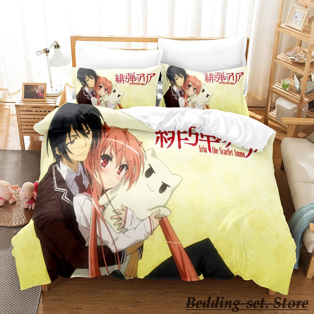 Hidan No Aria Bedding Set Single Twin Full Queen King Size Bed Set Adult Kid Bedroom Duvetcover Sets Anime Pare De Lit Bed
